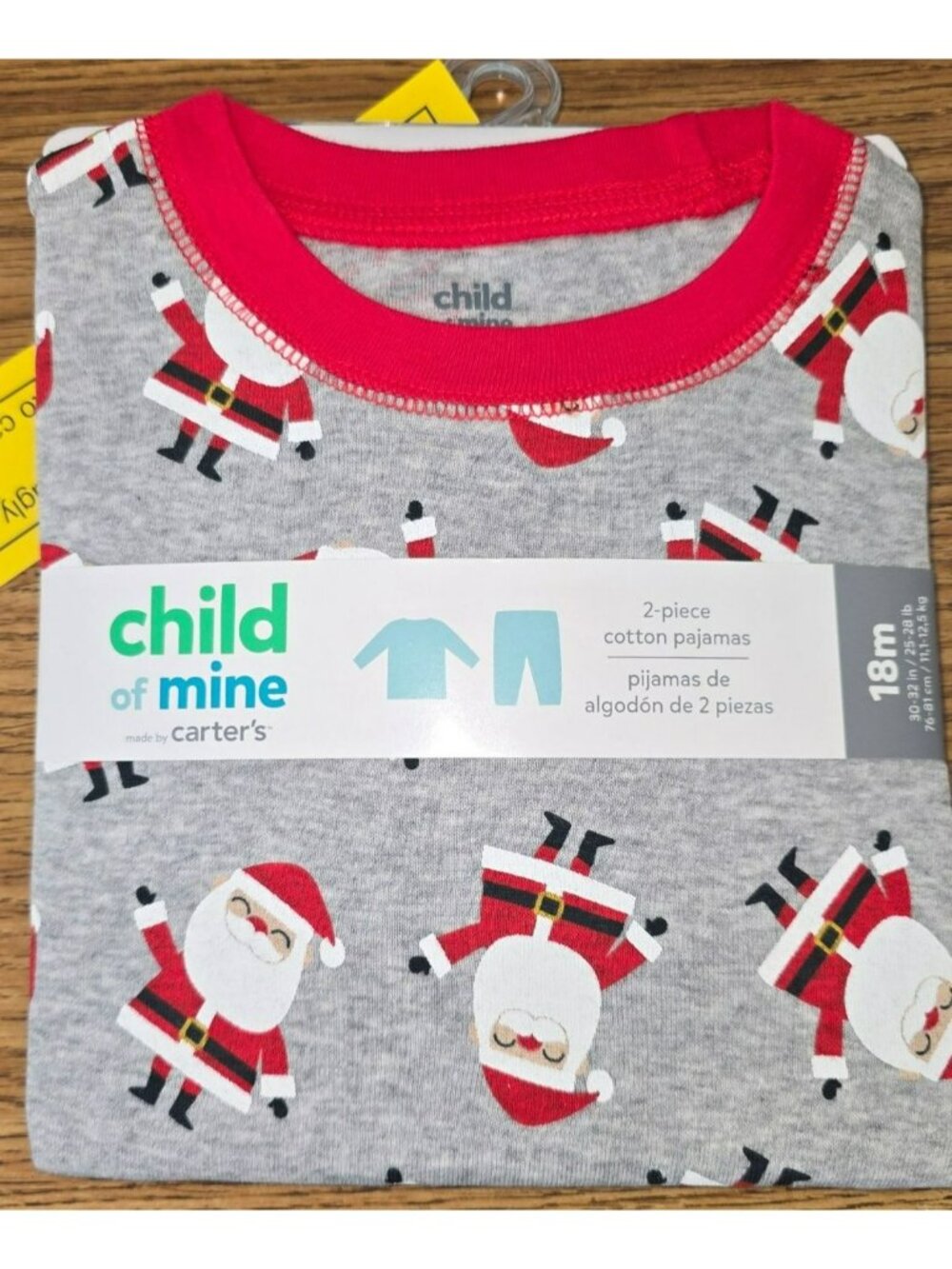 Carter's Santa Pajamas Grey and Red Two-Piece Baby Cotton 18 Months LH4120A